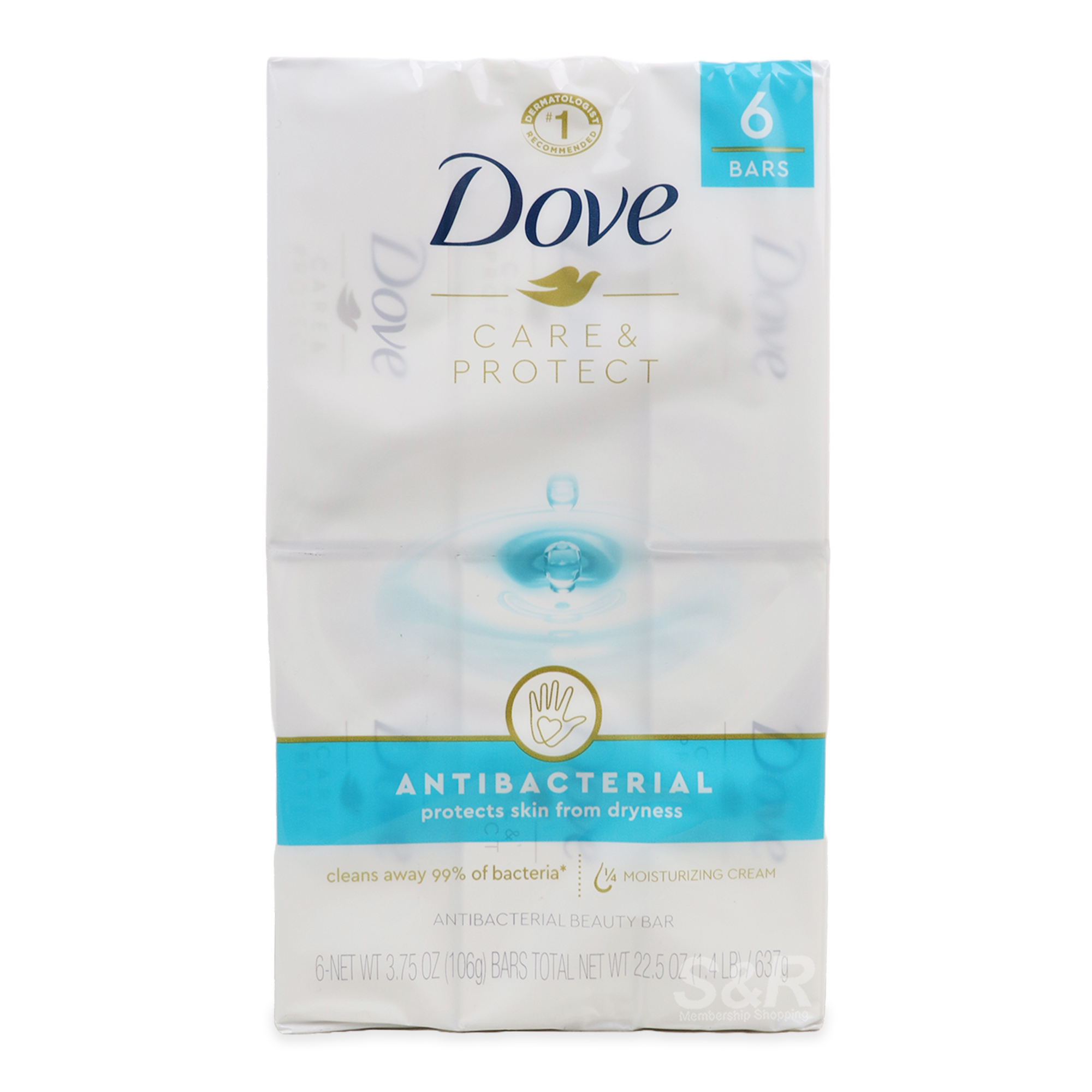 Dove Care and Protect Antibacterial Beauty Bar 6x106g